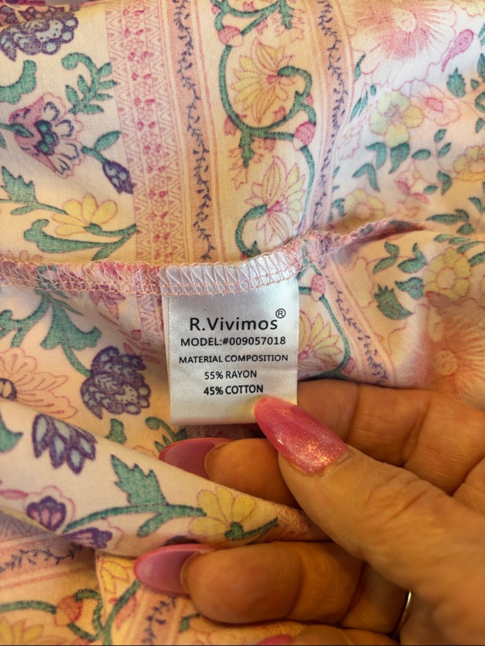 Pink Floral V-Neck Maxi Dress with Short Sleeves - Picture 9 of 16
